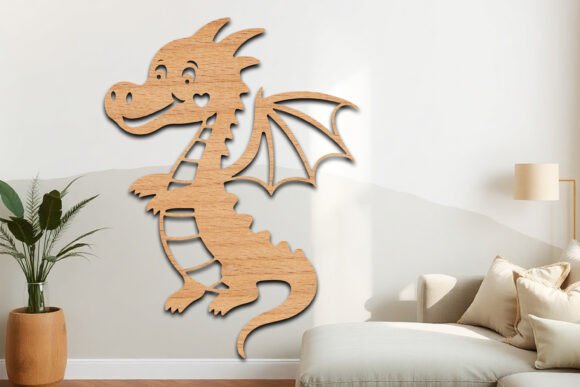 Download Laser Cut Cute Dragon Wall Art SVG Sign - Premium Resources