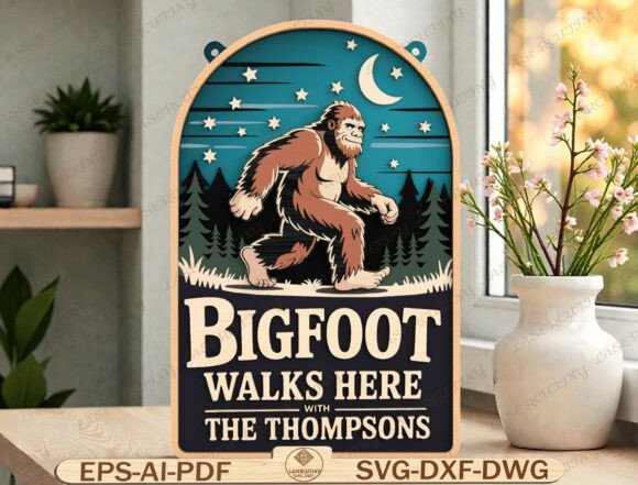 Download Bigfoot Family Sign Laser Cut File - Family sign Collection