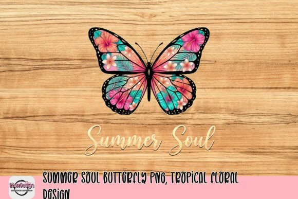 Download Summer Soul Butterfly PNG, Tropical Floral Design - Floral design Collection